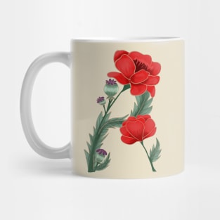 Letter A with floral motif Mug